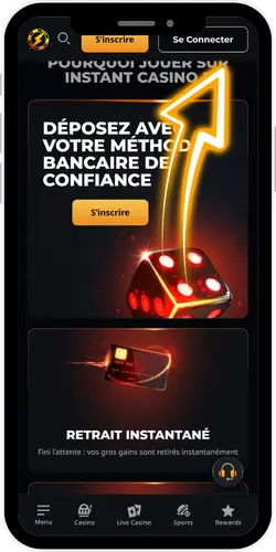 Instant Casino bouton de connexion
