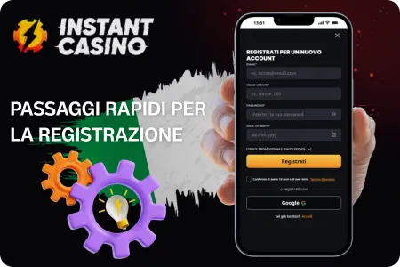 Passaggi di registrazione Instant Casino
