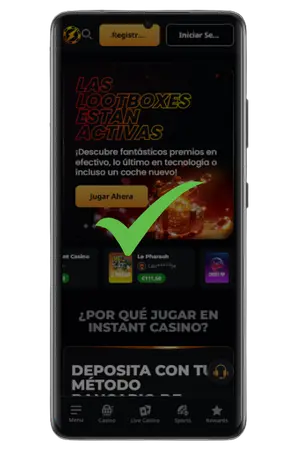 Listo, has añadido la aplicación del casino a tu pantalla de inicio.