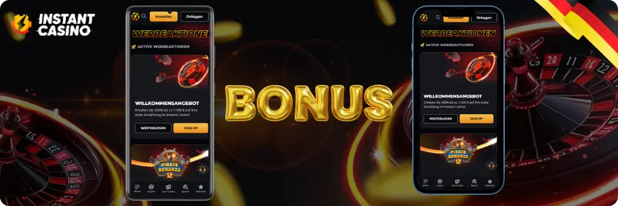Gutscheine und Boni sind in der Instant Casino App verfügbar.