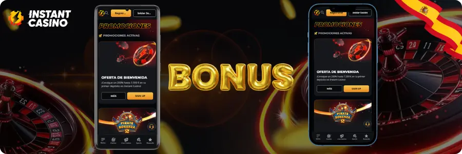 Los cupones y bonos están disponibles en la Instant Casino App
