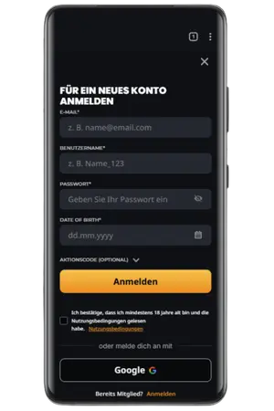 Schließen Sie den Registrierungsprozess ab