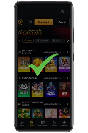 Fatto, hai aggiunto l'app del Casinò alla schermata iniziale.