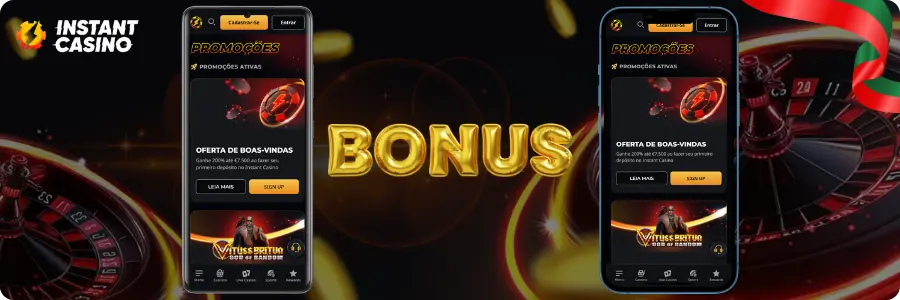 Os cupões e bónus estão disponíveis no Instant Casino App