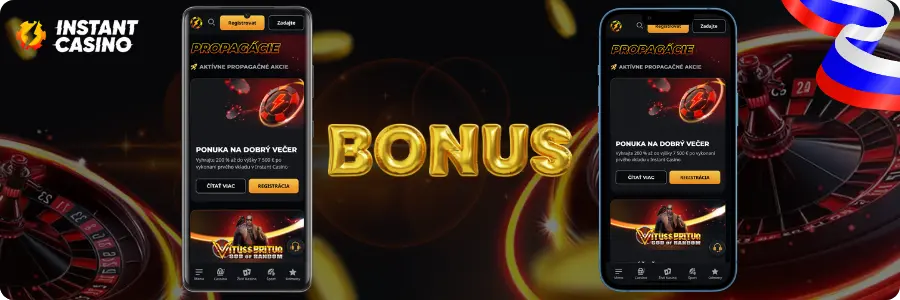 Kupóny a bonusy sú k dispozícii v Instant Casino App