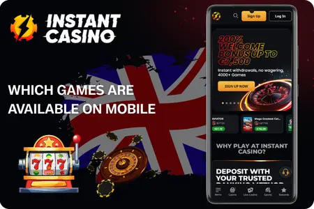 What games are available on the Instant Casino App