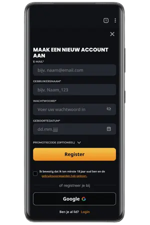 Voltooi het registratieproces.